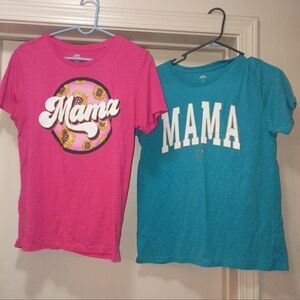 Pink and Teal 'Mama' Graphic T-Shirts
